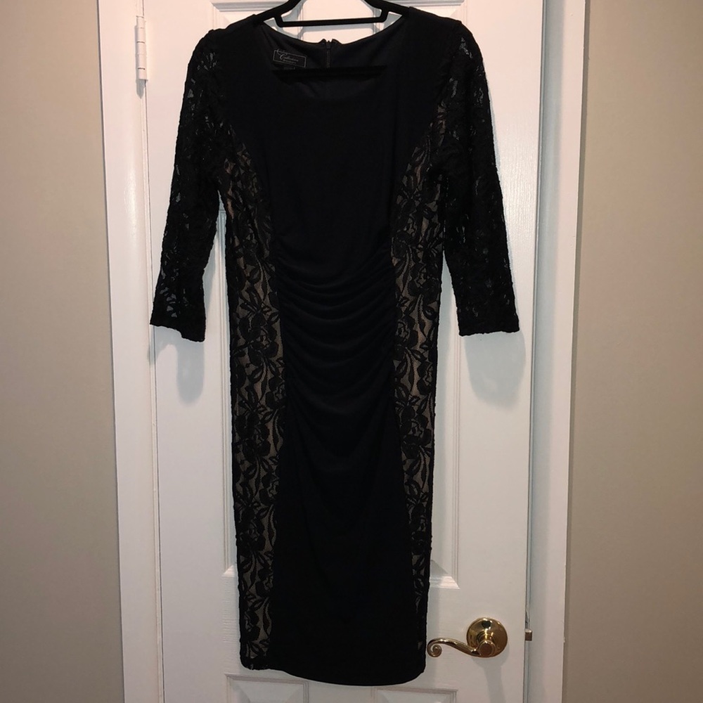 Navy Blue Dress with Lace design